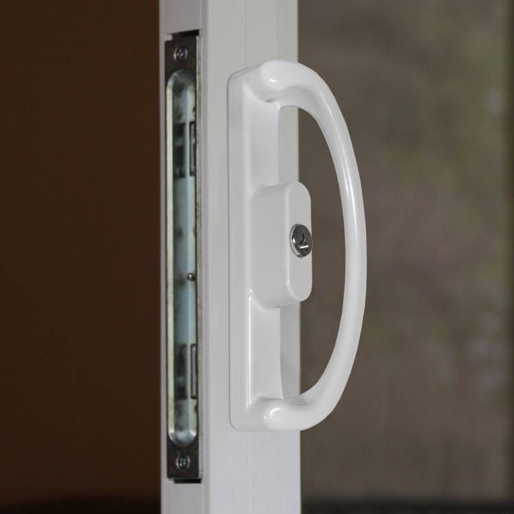 Patio door hardware close-up