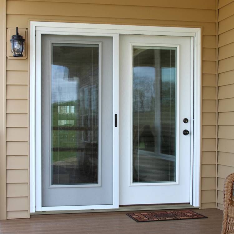 Swinging patio door with internal blinds